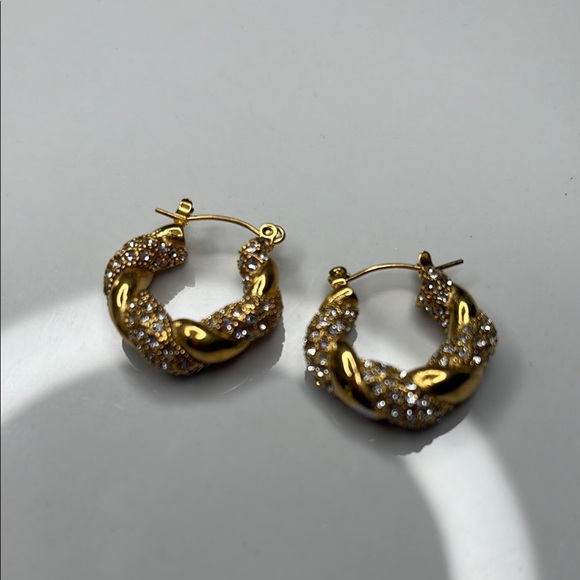 Elegant Gold and Silver Hoop Earrings - Picture 3 of 5